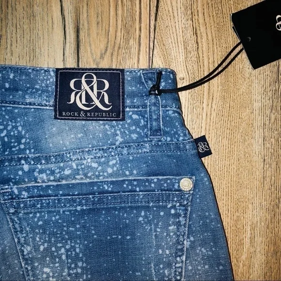 NWT Rock & Republic Splatter Boyfriend Skinny Jeans Size 0M - Picture 9 of 12